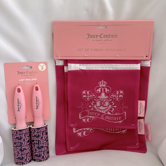 Juicy Couture Set of 3 Mesh Wash Bags and 2 Lint Rollers - NWT - Picture 1 of 9